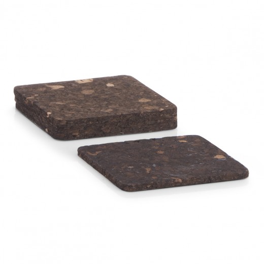Set 4 coastere Dark Brown, din pluta, l9,5xA9,5 cm