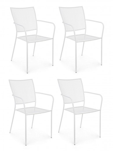 Set 4 scaune de gradina / terasa din metal Kristen Alb, l57xA55xH89 cm