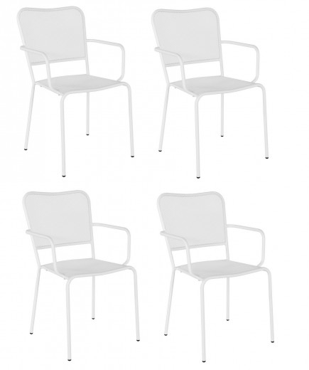 Set 4 scaune de gradina / terasa din metal Morgana Alb, l55xA56xH87 cm