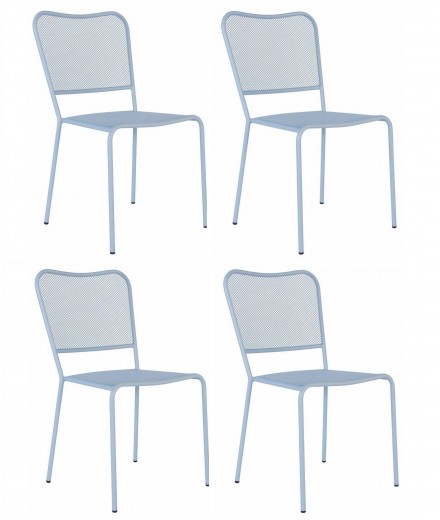 Set 4 scaune de gradina / terasa din metal Morgana I Bleu, l50xA56xH87 cm
