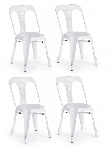Set 4 scaune din metal Minneapolis Alb, l44xA53xH83 cm