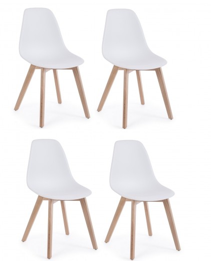 Set 4 scaune din plastic cu picioare din lemn System Alb / Natural, l51,5xA46,5xH86 cm