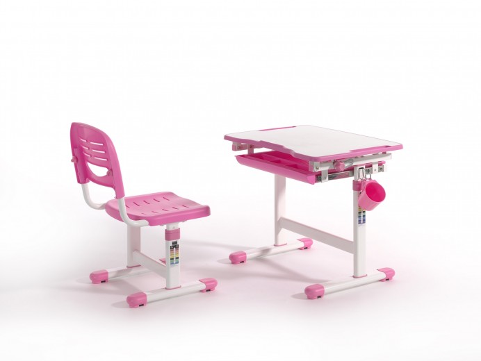 Set birou pentru copii, reglabil pe inaltime Comfortline Roz, L66,4xl47,4xH54 cm