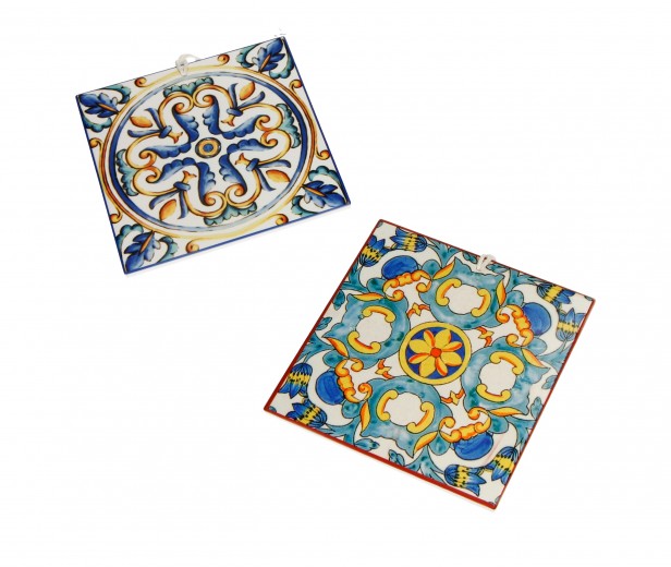 Suport pentru vase fierbinti, din ceramica si pluta, Medicea Multicolor, L16xl16 cm, 2 piese