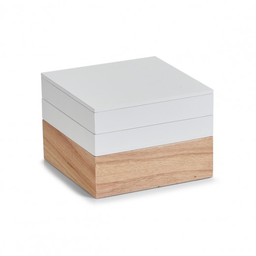 Set Cutii pentru depozitare din lemn, Natural White, 3 piese