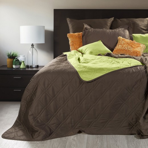 Set cuvertura si fata de perna Nova Brown / Green, 170 x 210 cm