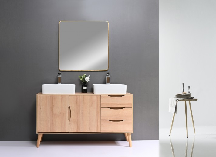 Set mobilier pentru baie, Quink Natural, 140 cm, 4 piese
