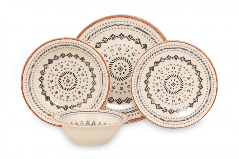 Set vesela din portelan, Angie Dinner Multicolor, 24 piese