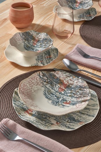Set vesela din portelan, Hermia Dinner Multicolor, 24 piese