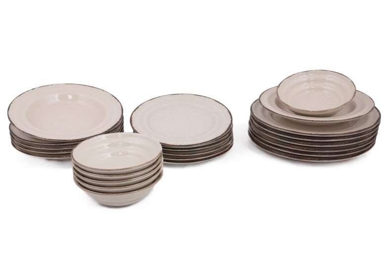 Set vesela din portelan, Jaimi Dinner Grej / Maro, 24 piese