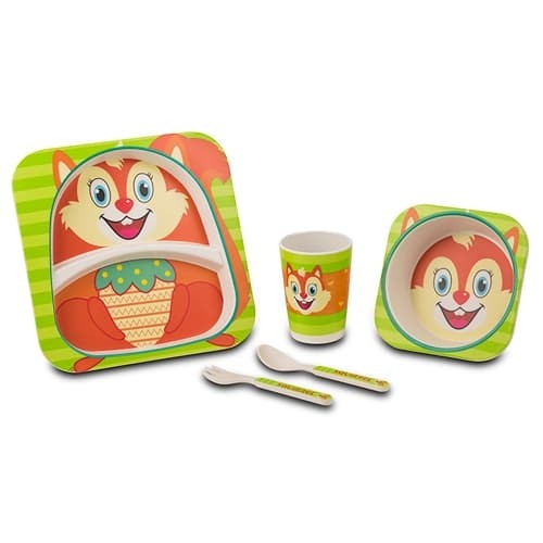 Set vesela si tacamuri pentru copii, Squirrel Multicolor, 5 piese