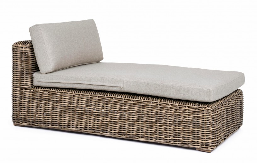 Sezlong pentru gradina / terasa, din aluminiu si fibre sintetice, Coraline Gri Deschis / Natural, l83xA163xH79 cm
