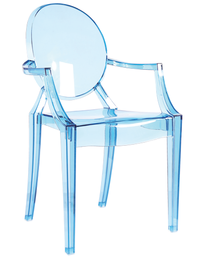 Scaun din plastic transparent Silke Blue, l47xA50xH90 cm