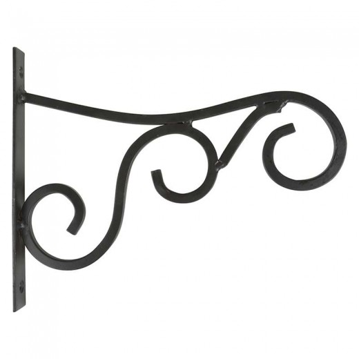 Suport de perete pentru ghiveci, din metal, Hook M Negru, L25xl2,6xH20,2 cm