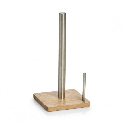 Suport din metal si bambus pentru role de bucatarie, Bamboo Natural, L16xl16xH32,5 cm