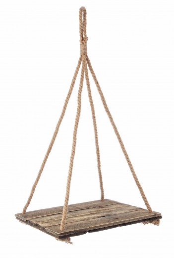 Suport suspendabil pentru ghiveci, din lemn, Yari Square Maro, L45xl45xH88 cm