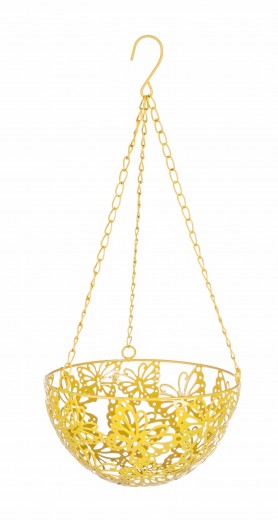 Suport suspendabil pentru ghiveci, din metal, Butterfly D20 Galben, Ø20xH46 cm