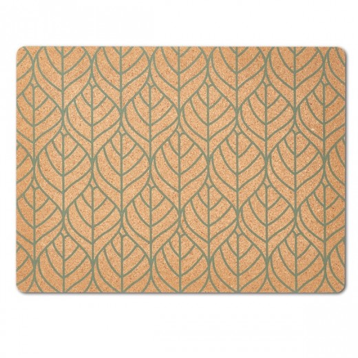 Suport vesela din pluta, Graphic Leave Natural / Verde Mint, L40xl30 cm