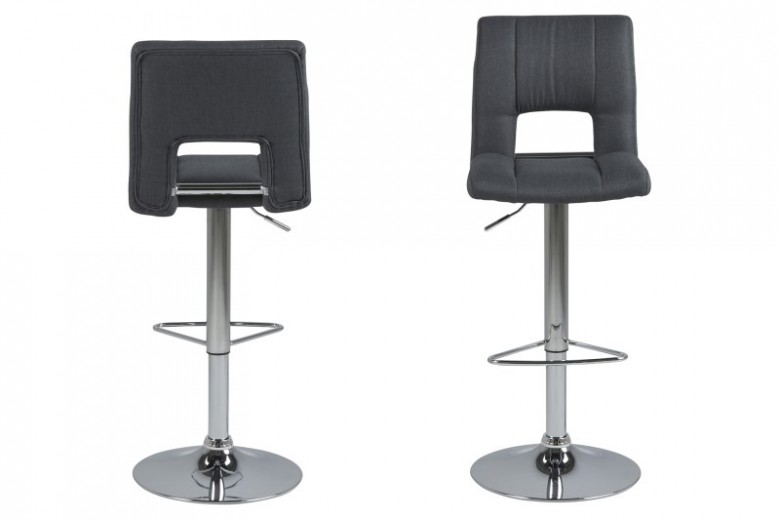 Set 2 scaune de bar din metal tapitate cu stofa Sylvia Dark Grey