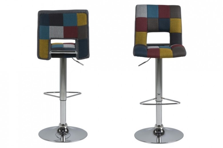 Set 2 scaune de bar tapitate cu stofa si picior metalic Sylvia Multicolor / Crom, l41,5xA52xH115 cm