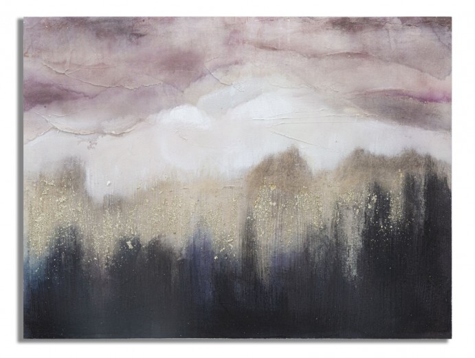 Tablou pictat manual, Pink Mountain Multicolor, 80 x 60 cm
