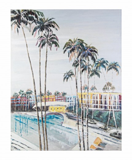 Tablou pictat manual, Village AF695 Resort Multicolor, 80 x 100 cm