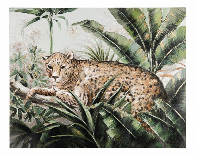 Tablou pictat manual, Village CA80A Leopard Multicolor, 80 x 100 cm