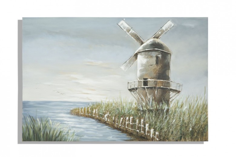 Tablou pictat manual Windmill, 80 x 120 cm