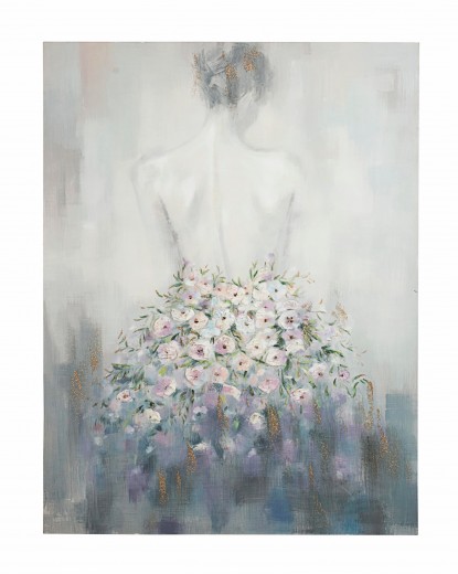Tablou pictat manual Village CA55A Flower Dress Multicolor, 90 x 120 cm