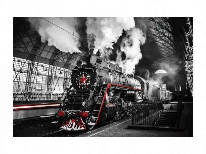 Tablou Sticla Steam Train, 120 x 80 cm
