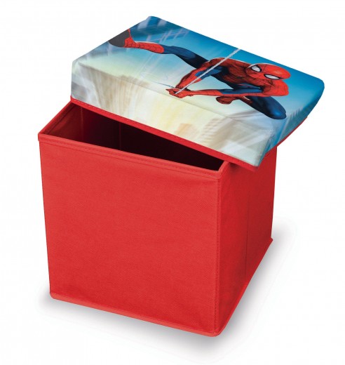 Taburet pentru copii cu spatiu de depozitare Spiderman Rosu, l30xA30xH30 cm