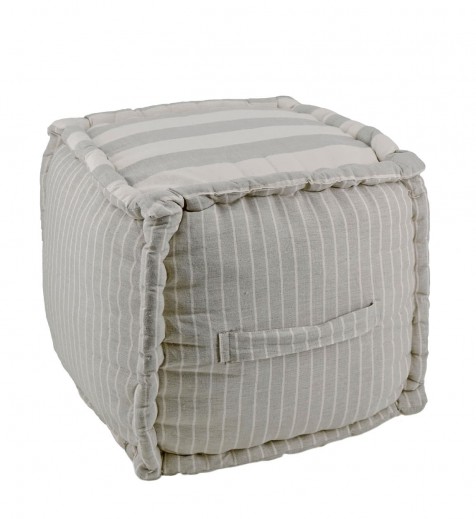 Taburet din bumbac Vichy Stripes Gri, l40xA40xH40 cm