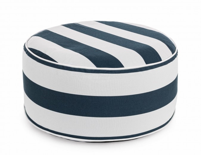 Taburet gonflabil pentru exterior, Stripes Alb / Bleumarin, Ø53xH23 cm