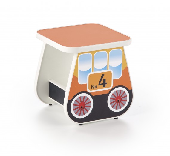 Taburet pentru copii, din pal Train Portocaliu, l31xA31xH32 cm