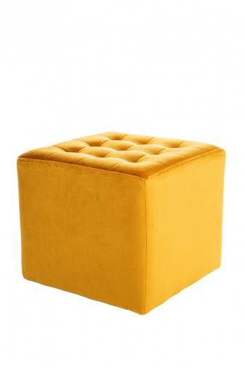 Taburet tapitat cu stofa Lumia Velvet Mustariu, l39xA39xH34 cm
