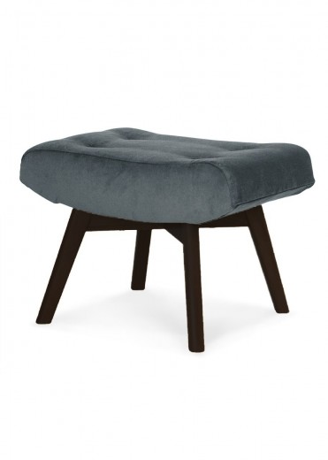 Taburet tapitat cu stofa si picioare din lemn, Angel Gri Inchis / Negru, l61xA42xH45 cm