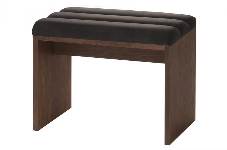 Taburet tapitat cu stofa si picioare din pal Porti 81 Stejar Antic / Negru, l60xA36xH46 cm