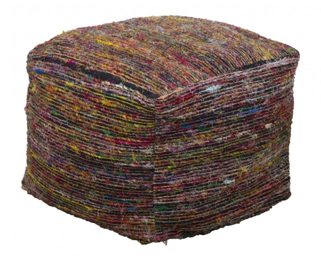 Taburet tapitat cu stofa Madagascar Square Multicolor, l50xA50xH40 cm