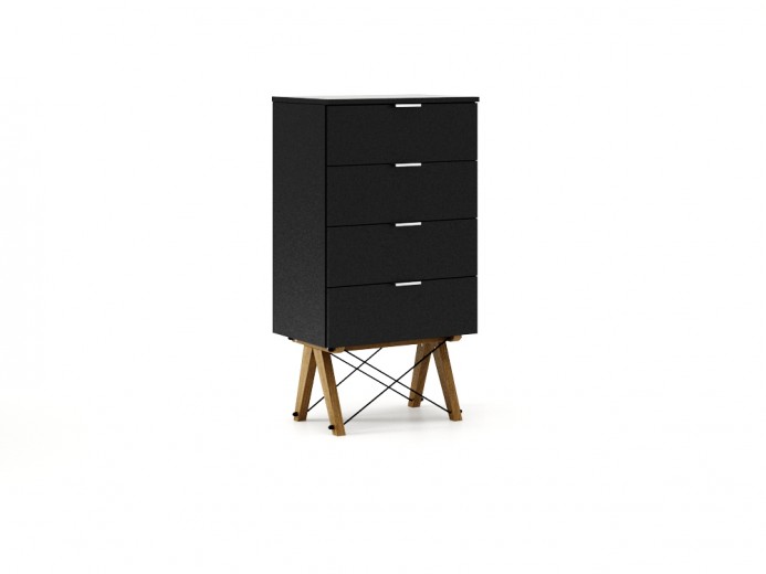 Comoda Tallboy Low Oak Black, l60xA40xH110 cm