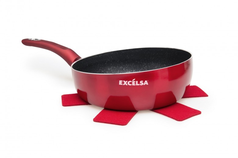 Tigaie de sotat, din aluminiu cu invelis antiaderent, Ø26xH7 cm, Phoenix Rosu