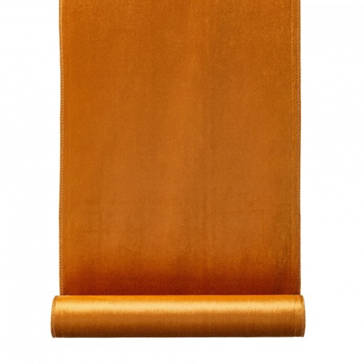 Traversa masa Cognac Velvet, Mustariu, 35 x 180 cm