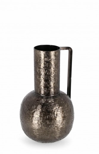 Vaza decorativa din aluminiu, Lathe 1H S Antracit, Ø17,5xH31 cm