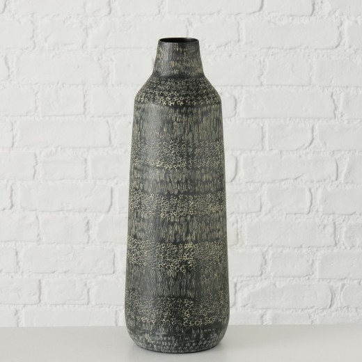 Vaza decorativa din aluminiu Mercadona Negru / Crem, Ø14xH41 cm