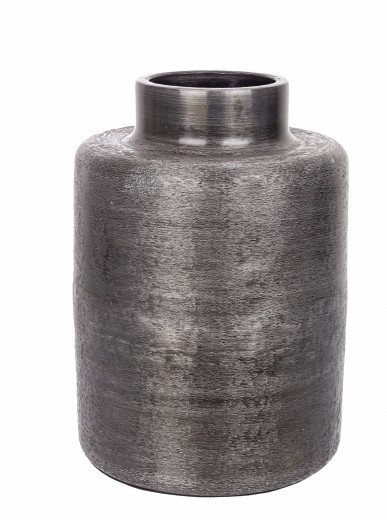 Vaza decorativa din aluminiu, Varanasi Round Antracit Antichizat, Ø24,5xH35,5 cm