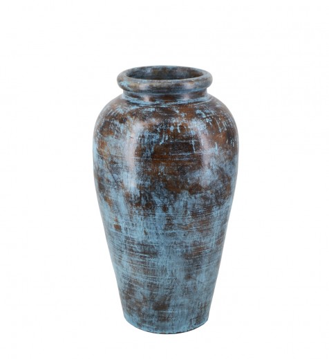 Vaza decorativa din ceramica, Aged Small Bleu / Maro, Ø33xH60 cm