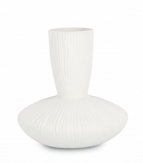 Vaza decorativa din ceramica, Striped A Alb, Ø22xH23 cm