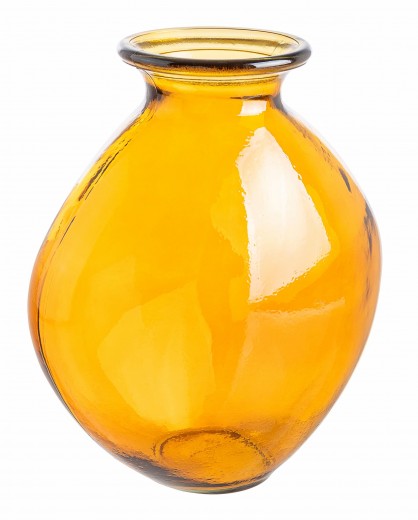 Vaza decorativa din sticla reciclata, Jayla Amber, Ø35xH37 cm