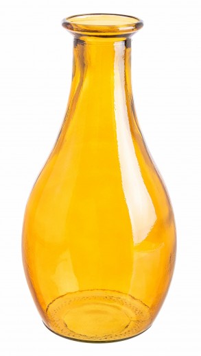 Vaza decorativa din sticla reciclata, Jayla Round L Amber, Ø21xH40 cm