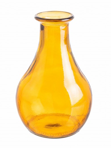 Vaza decorativa din sticla reciclata, Jayla Round S Amber, Ø20xH31 cm