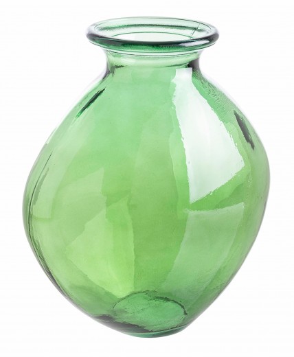 Vaza decorativa din sticla reciclata, Jayla Verde, Ø35xH37 cm